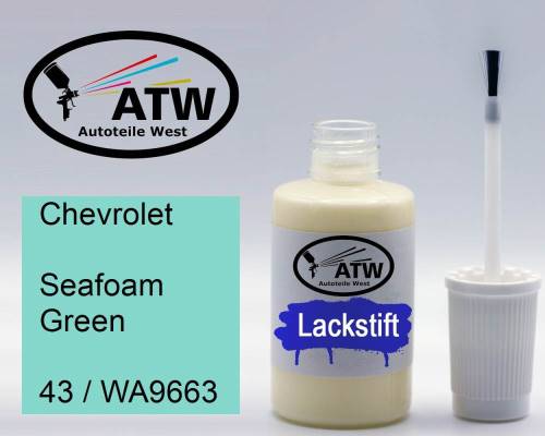 Chevrolet, Seafoam Green, 43 / WA9663: 20ml Lackstift, von ATW Autoteile West.